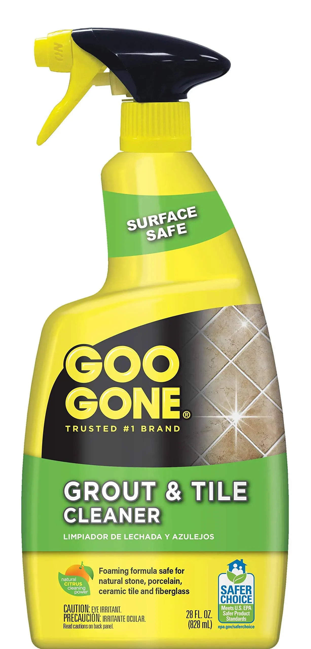 Goo Gone Grout and Tile Cleaner - 28 Ounce - Removes Tough Stains Dirt Caused by Mold Mildew Soap Scum and Hard Water Staining - Safe on Tile Ceramic Porcelain, pack of 2