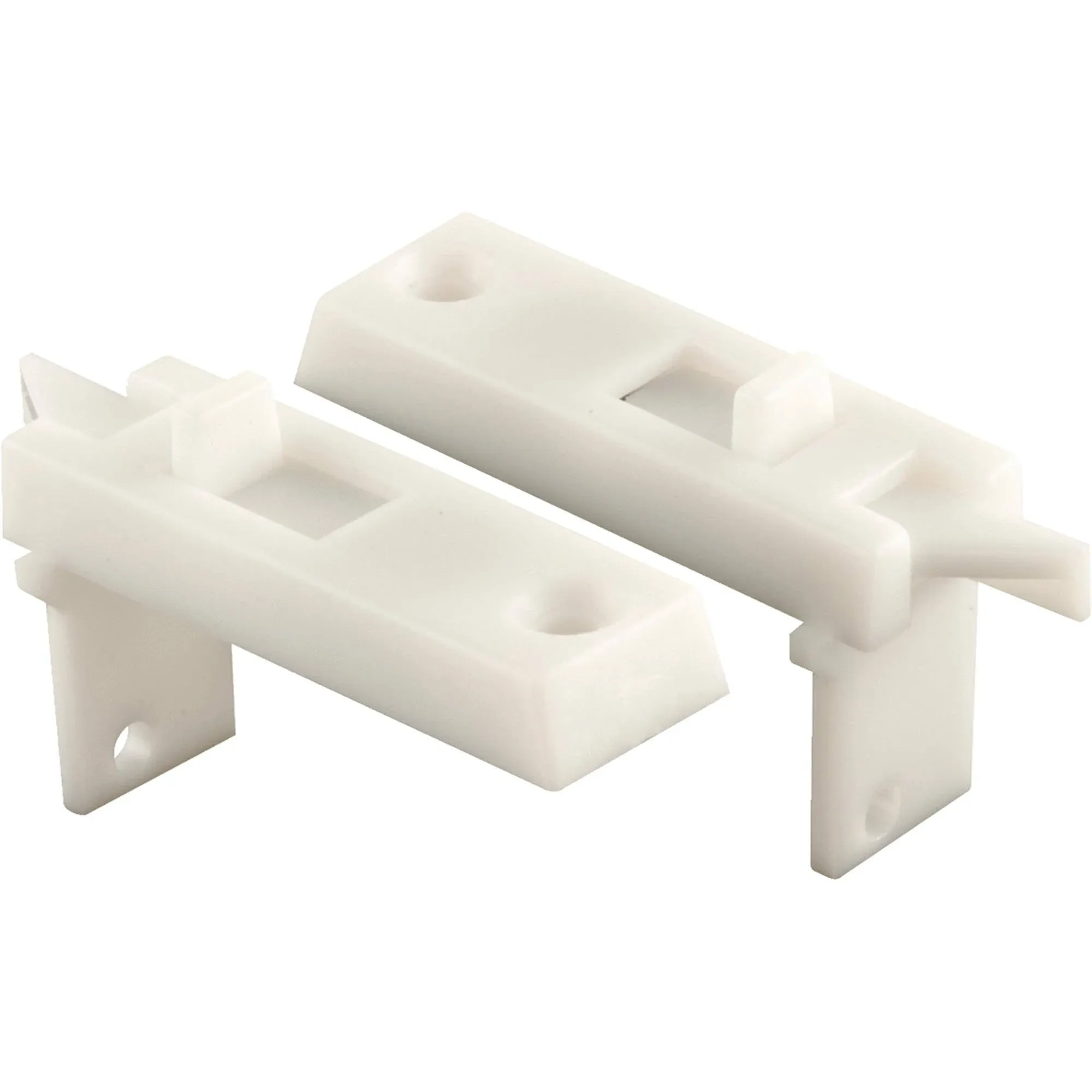 "Tilt Latch Pair - Spring-Loaded Vinyl Tilt Latch Replacement Part, 1-11/16"" Hole Center, White Plastic Construction"