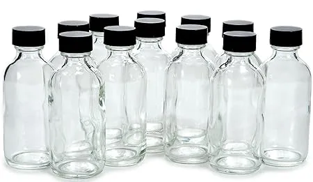 Vivaplex 12 Clear 2 oz Glass Bottles with Lids