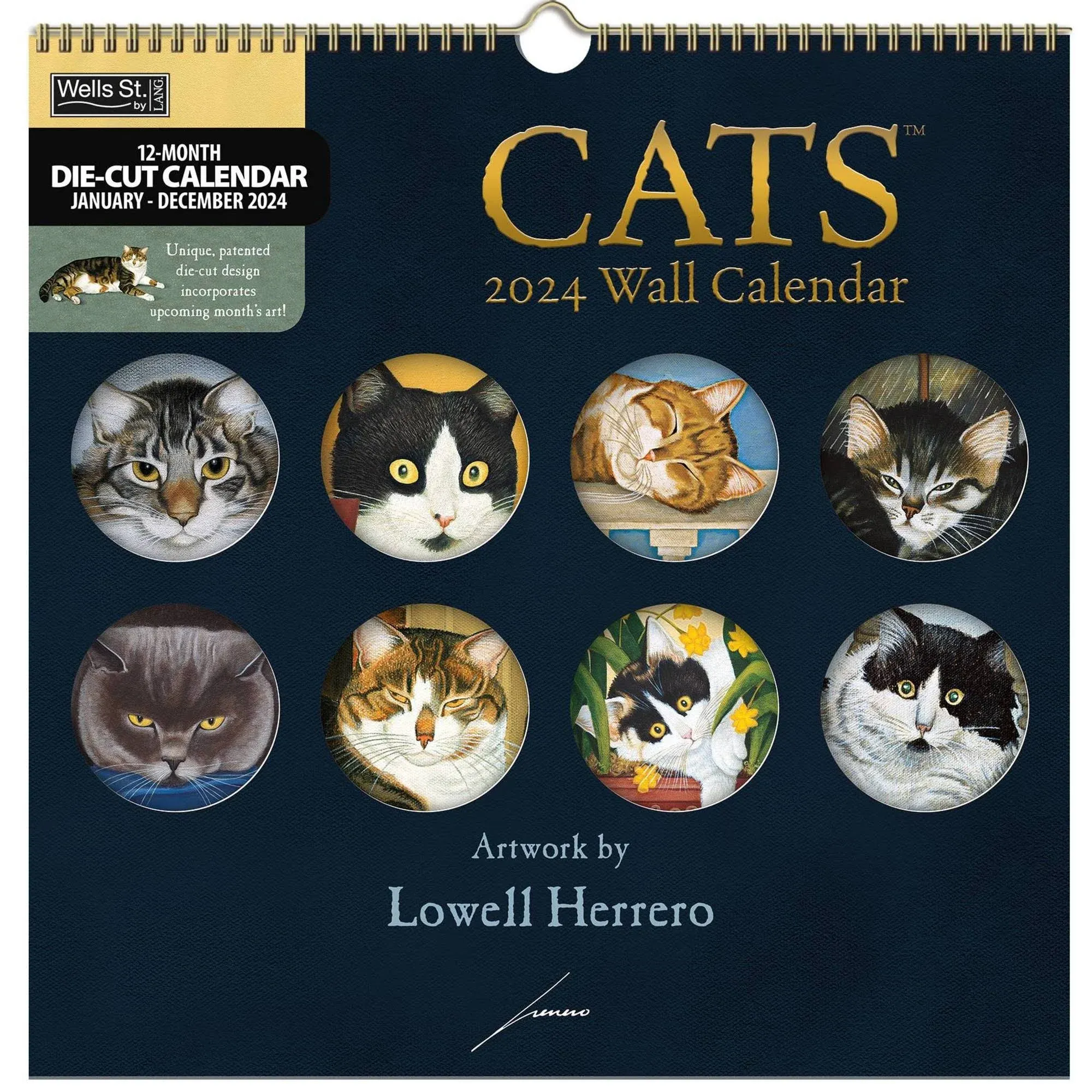 Lang Cats Spiral 2024 Wall Calendar