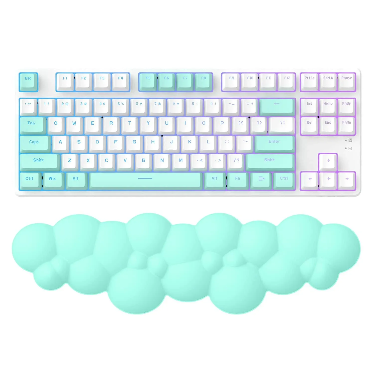 MANBASNAKE Keyboard Cloud Wrist Rest,PU High Density Memory Foam with Non-Slip Base for Typing Pain Relief,Ergonomic Keyboard Pad with Wrist Support for Home Office/Computer/Laptop/Gaming/Mac-Sky Blue