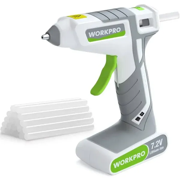 WorkPro 7.2V Cordless Hot Melt Glue Gun, Rechargeable Fast Preheating Glue Gun ...