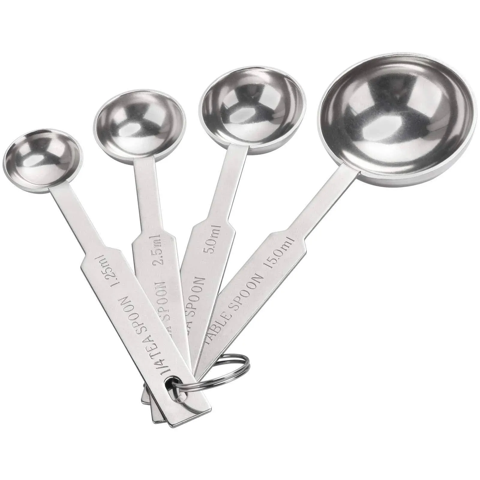 4 PCS Stainless Steel Measuring Spoons Set (1/4 Tsp, 1/2 Tsp, 1 Tsp, 1 Tbsp)