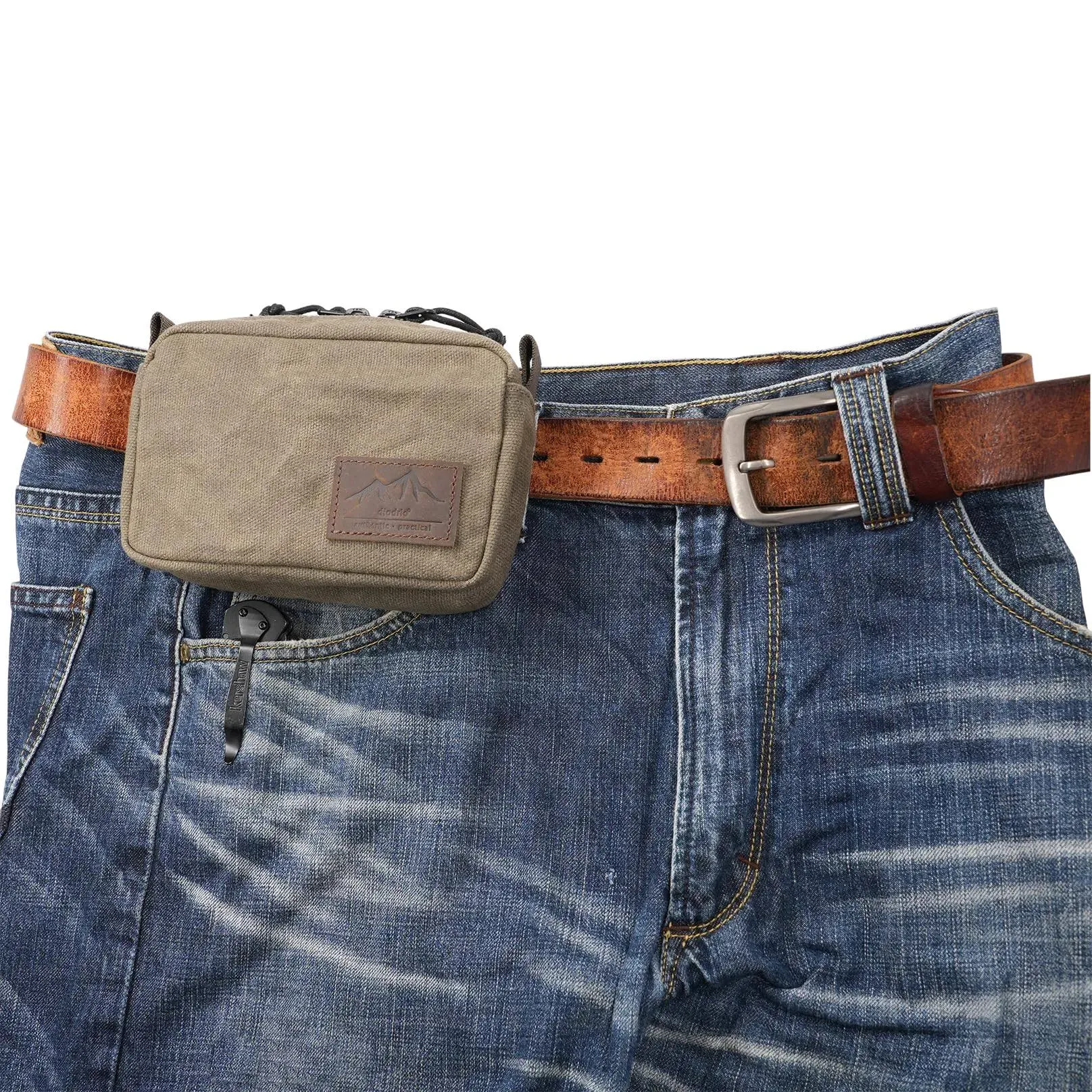 diodrio Belt Pouch for Men Women YKK Zippers EDC Pouch, Belt Bag Waist Pack for Hiking, Water Resistant, Waxed Canvas, Olive