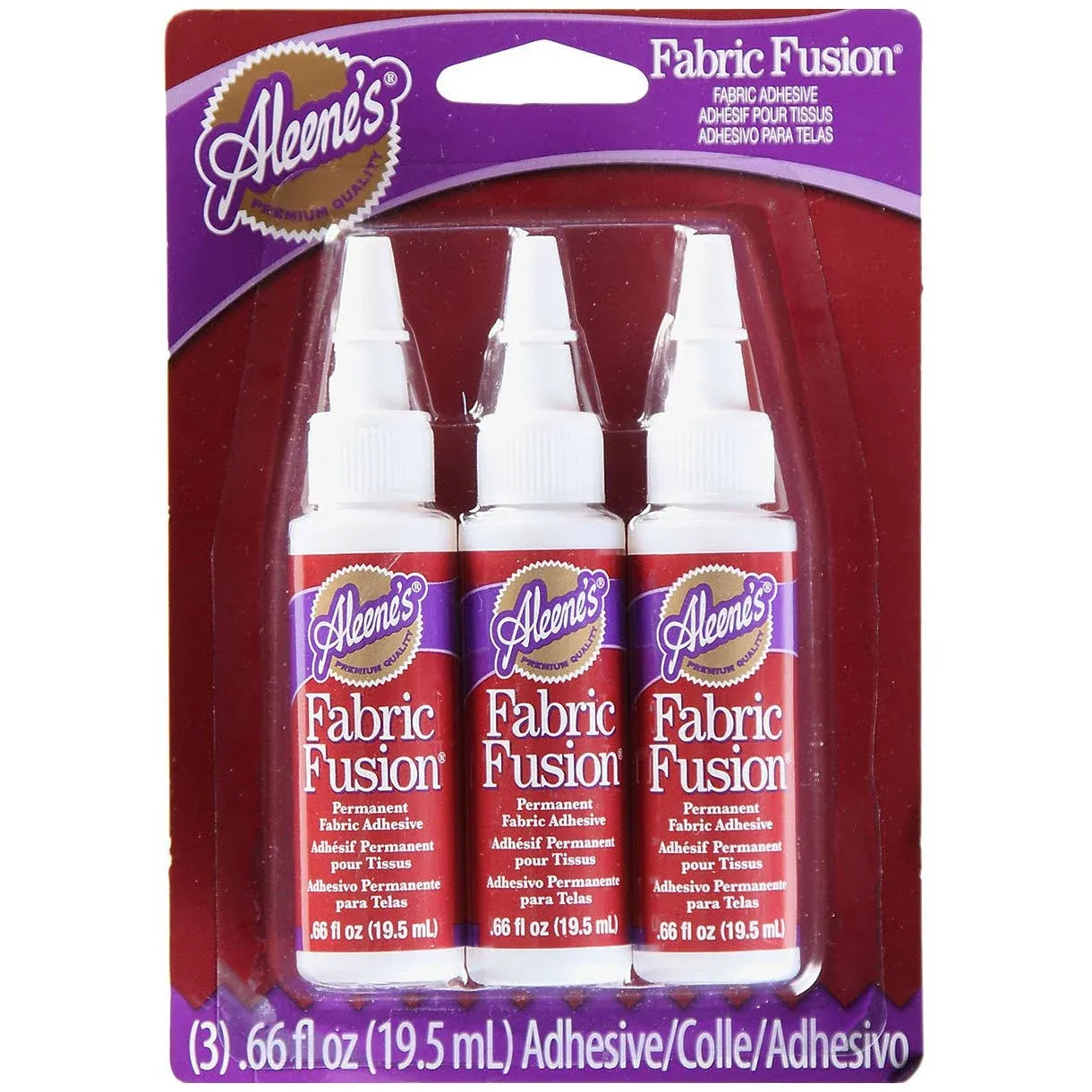 Fabric Fusion Glue Permanent Adhesive for Leather, Cotton, Flannel, 0.66oz 3Pack