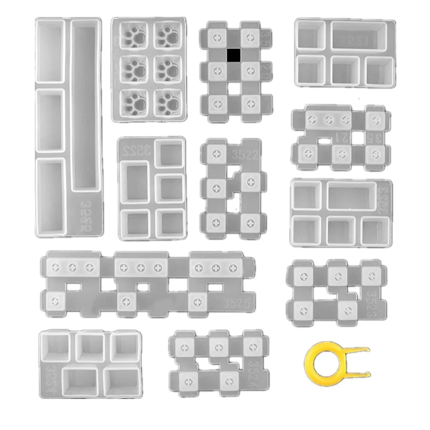 13pieces OEM Mechanical Keyboard Key Cap Mold Silicone Resin Casting Molds for ...