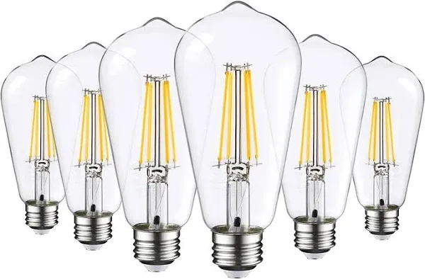 TORCHSTAR 12-Pack Vintage LED Edison Light Bulbs, 75W Equivalent 7W 800 Lumen, Dimmable ST64 / ST19 Filament 2700K Soft White, E26 Medium Base Light Bulbs, UL Listed, Enclosed Fixture Rated