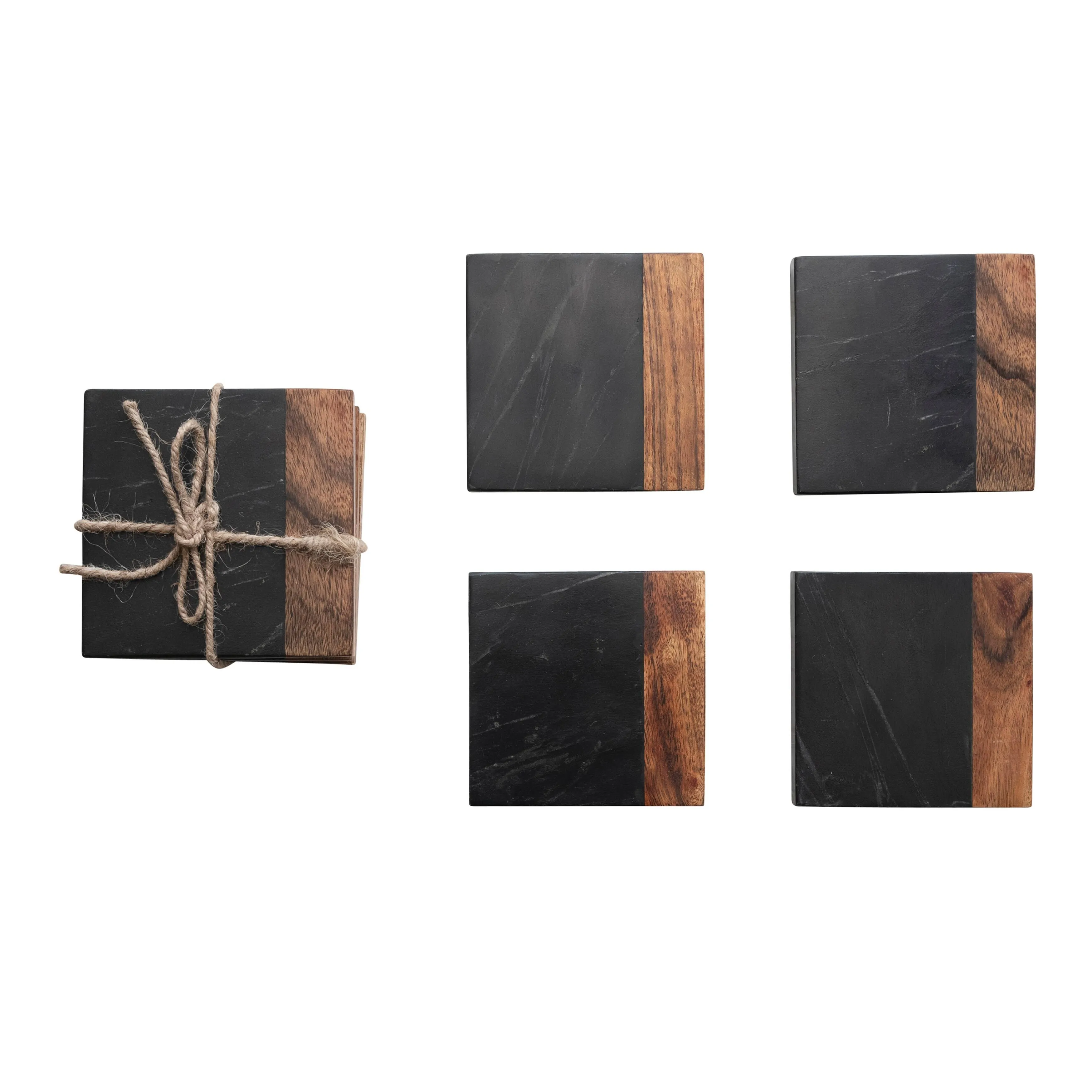 Black Marble & Acacia Wood Coasters