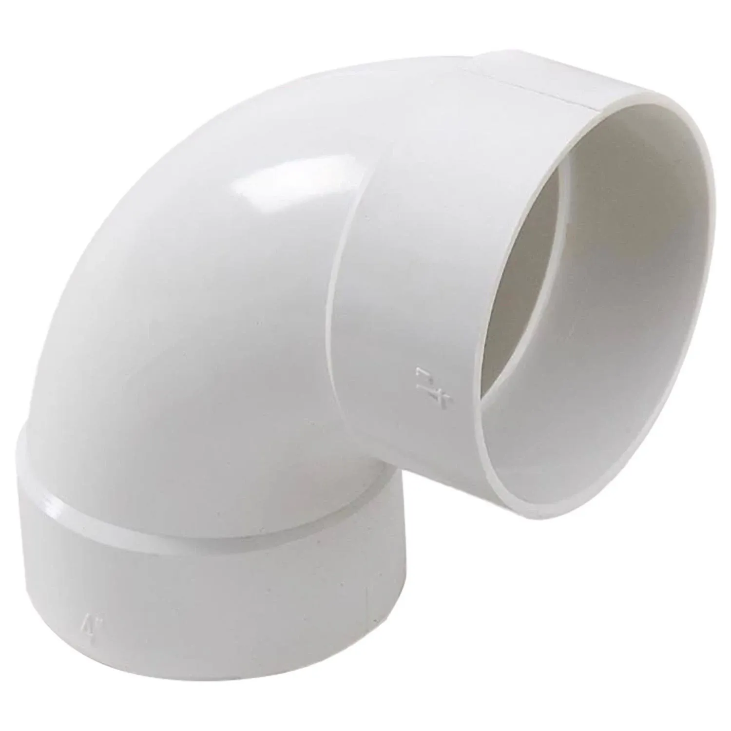 NDS, White, 1 Count (Pack of 1) 41P0 PVC Long Turn 90-Degree Elbow, Hub Connection, 4-Inch