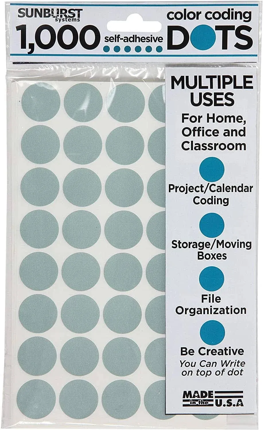 Color Coding Dots - 1000 Dots (Seafoam Grey)