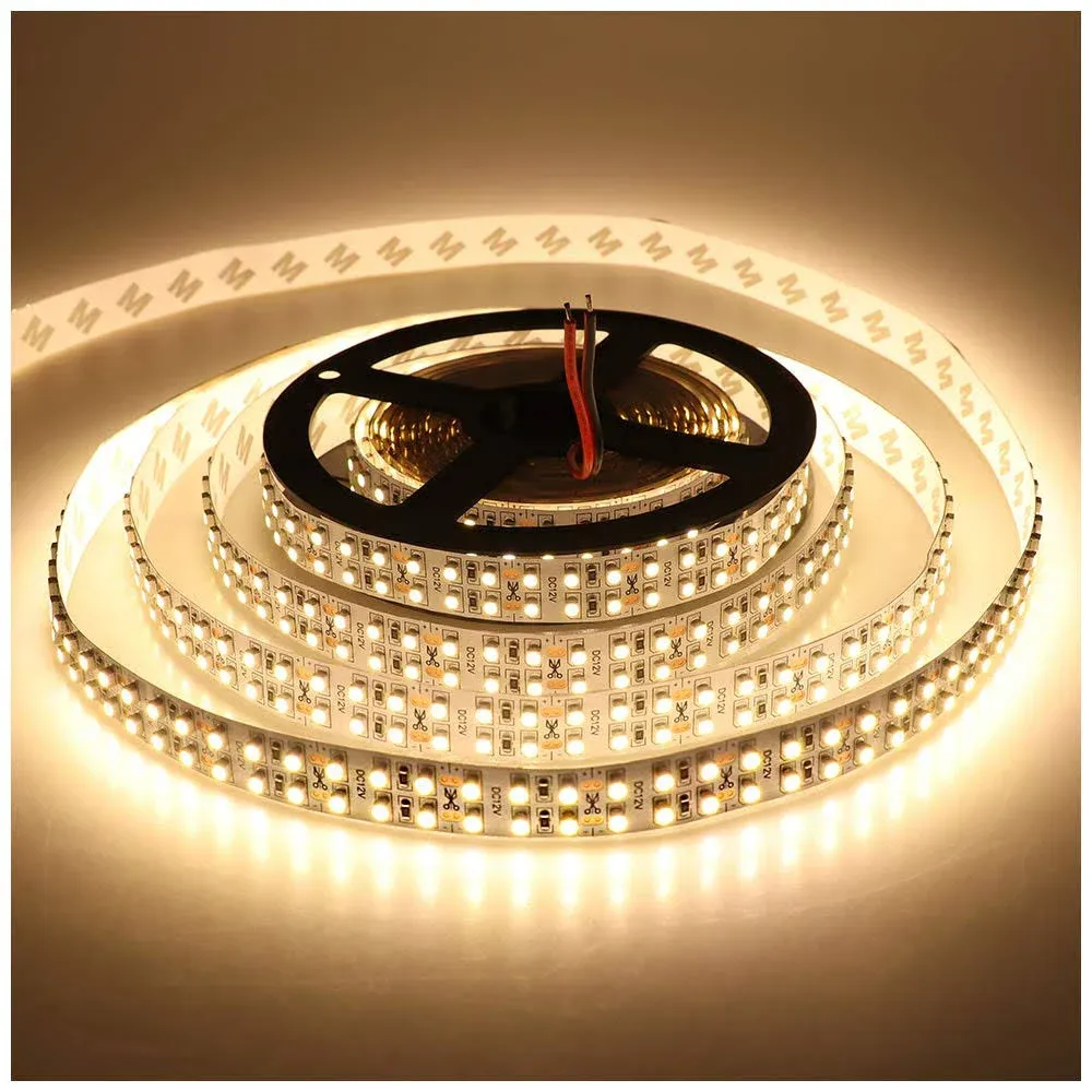 Warm White 2800k Led Strip Lights 16.4ft Double Row 3528 Smd 1200 Leds Dc 12v Fl