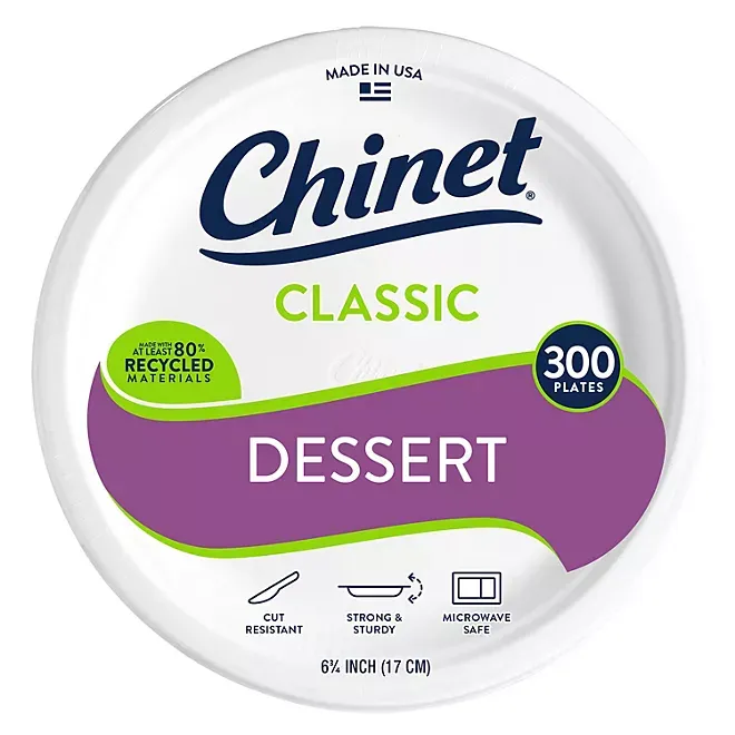 Chinet Classic Dessert Plates, 6.75", 300 ct.