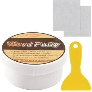 SEISSO Wood Putty, Water-Based Wood Filler, White Wood Putty for Trim, Wood Filler Paintable, Stainable, Wood Furniture Repair kit - Restore Wooden Table, Cabinet, Floors, Door