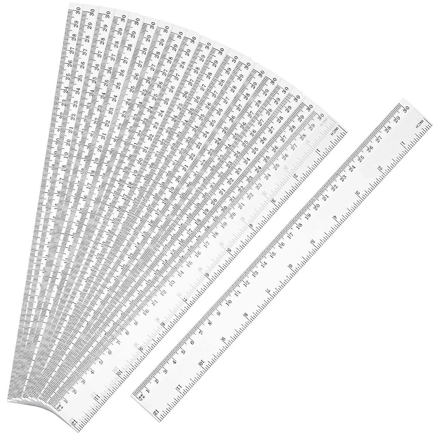 Eboot 20 Pack Clear Plastic Ruler 12 inch Straight Ruler Flexible Ruler with ...