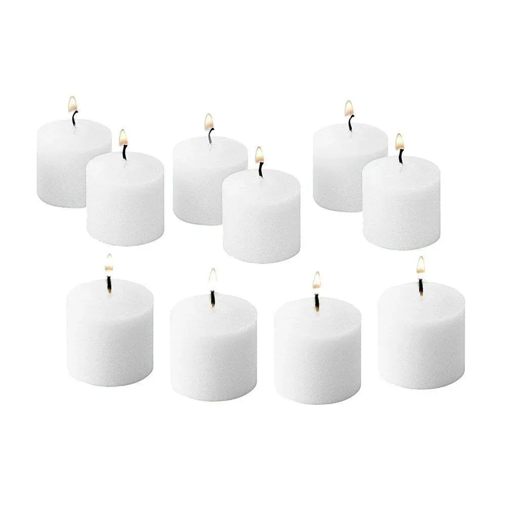 D'light Online Long 10 Hour Burn Time Unscented Votive Candles - for Birthdays, Baby Shower, Home Decoration and Weddings (White, 10 Hour - Set of 12)