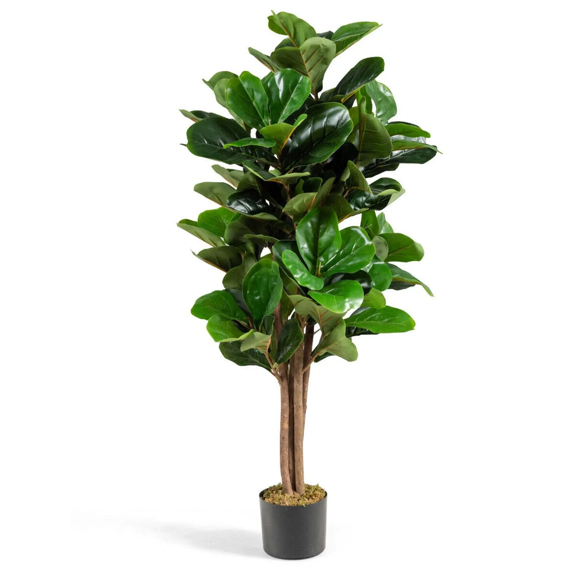 Artificial Fiddle Leaf Fig Tree in Square Basket with Faux Dirt 3.2FT for Home