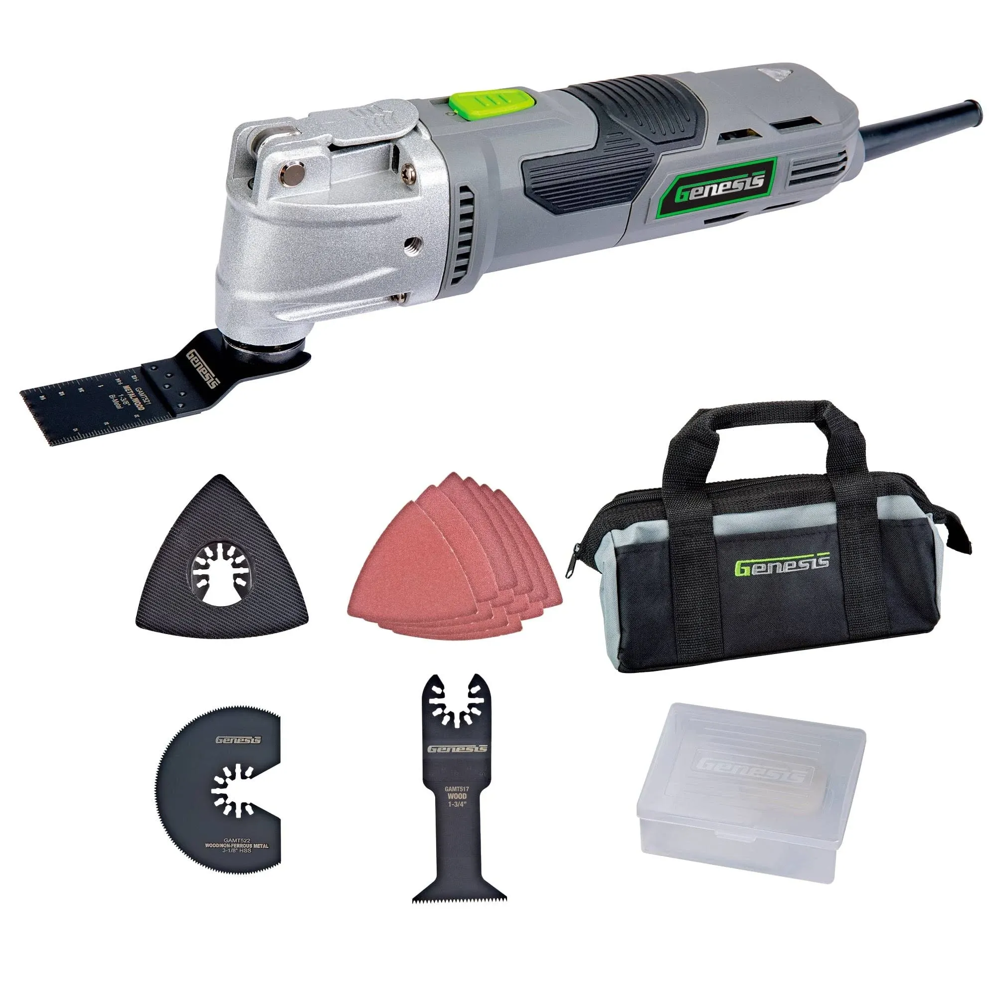 Genesis 3.5 Amp Variable-Speed Oscillating Multi-Tool Kit with 16-Piece Accessory ...