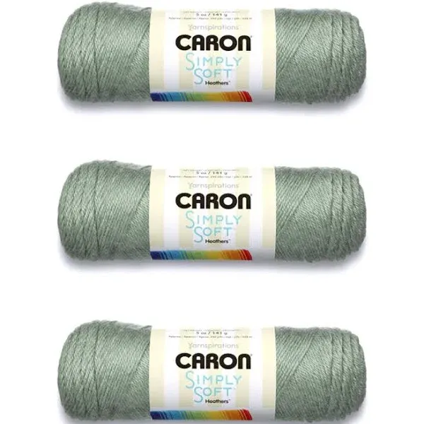 Caron Simply Soft Woodland Heather Yarn - 3 Pack of 141g/5oz - Acrylic - 4 Medium (Worsted) - 250 Yards - Knitting, Crocheting & Crafts