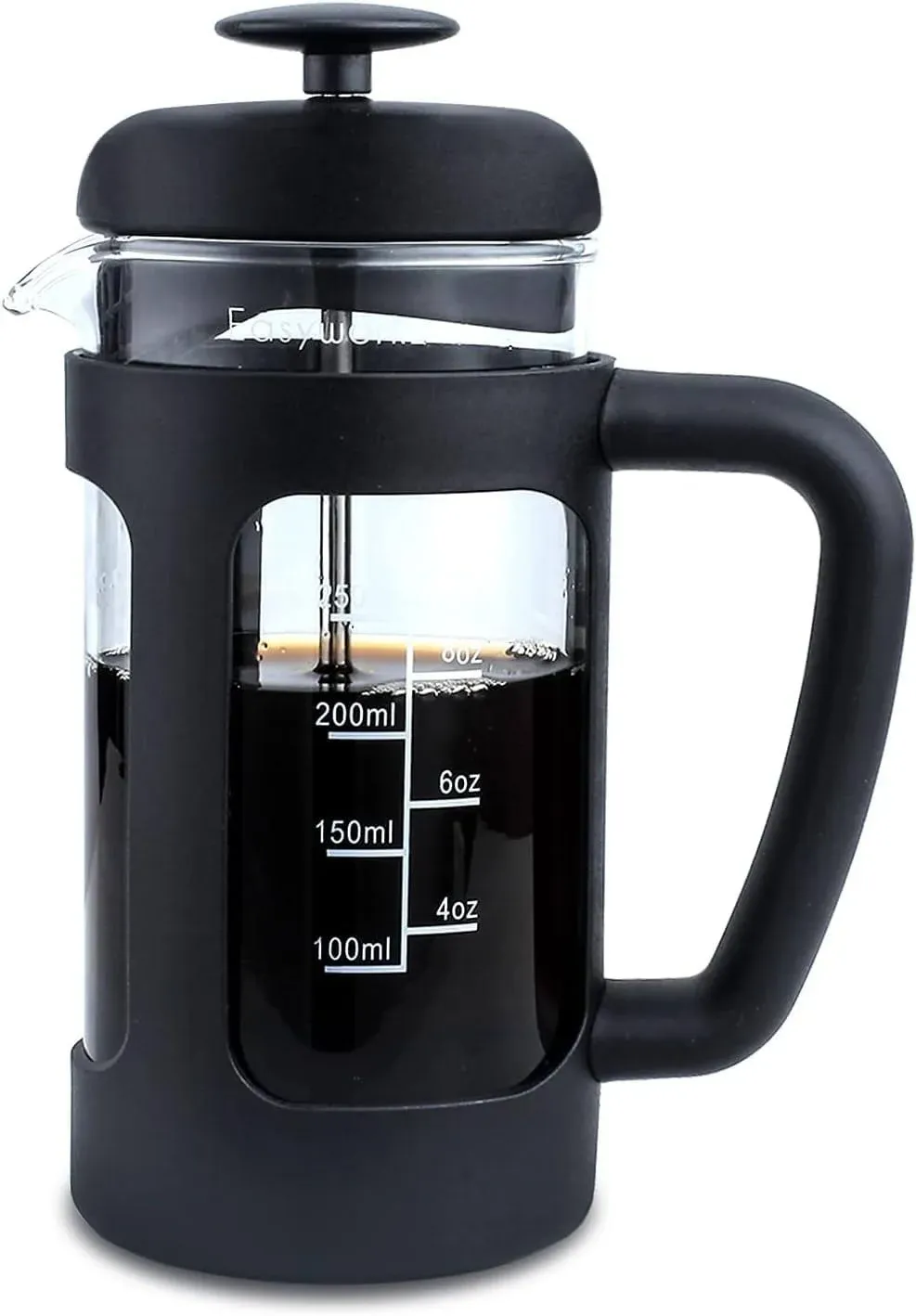 Easyworkz French Press 12 oz Coffee Tea Maker with Borosilicate Glass,Soft Grip Handle