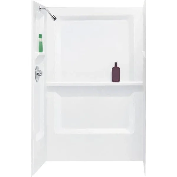 E.L. Mustee & Son 748-32WHT Durawall 73" x 48" x 32" Three Panel Shower Wall ...