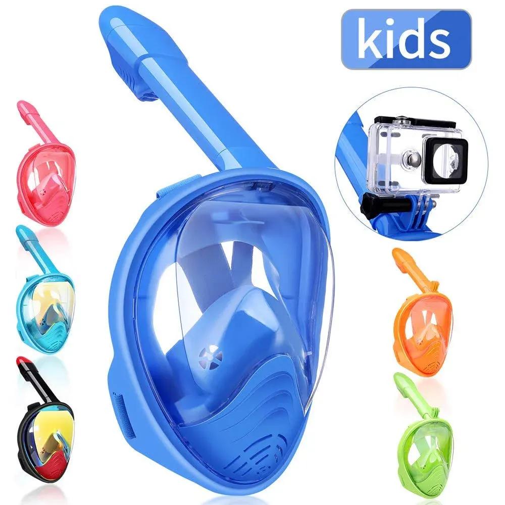 QingSong Kids Snorkel Mask Full Face, Snorkeling Set with Camera Mount, 180 ...