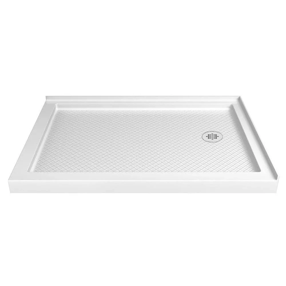 SlimLine 48 in.x 36 in. Double Threshold Corner Shower Pan Base in White with Right Hand Drain