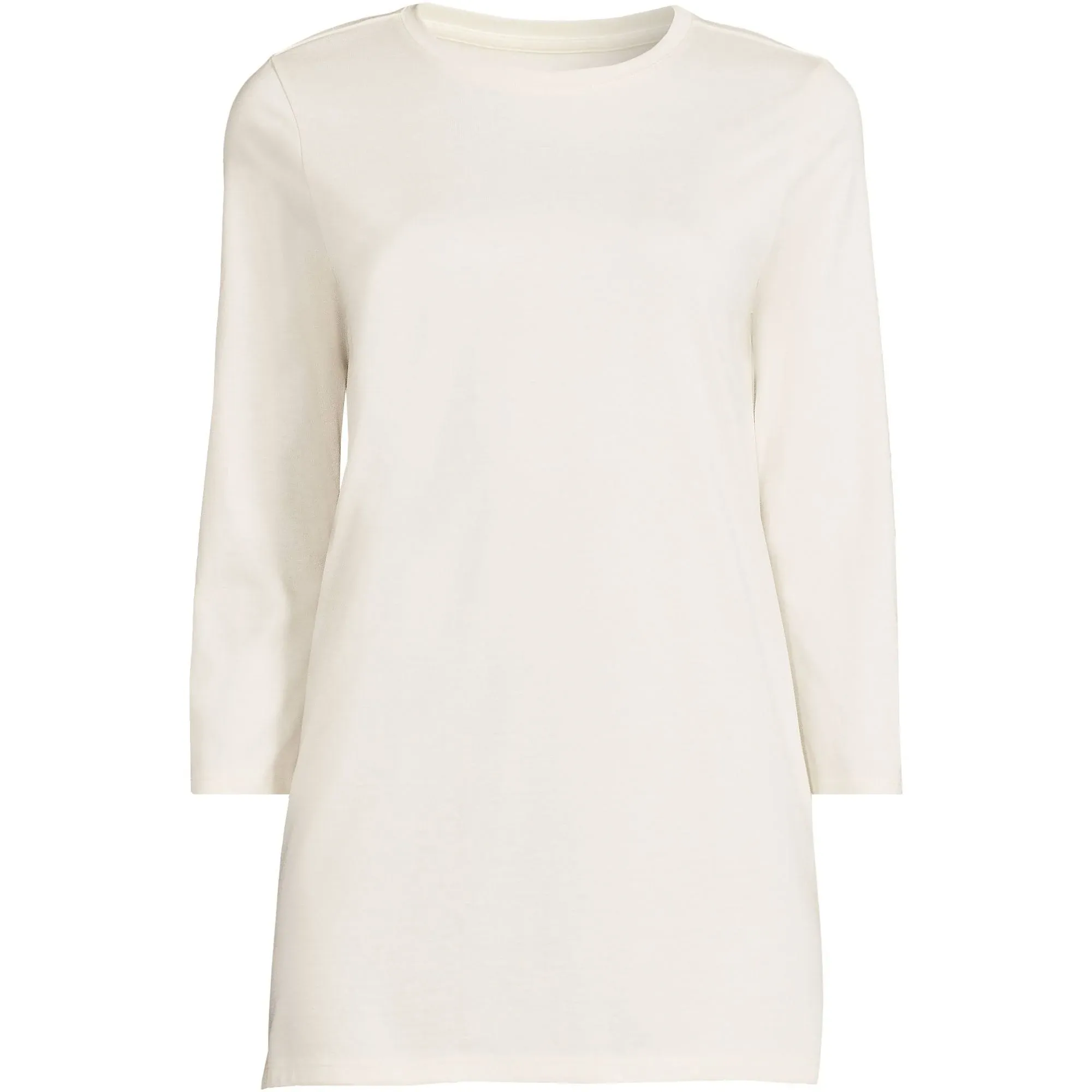 Lands' End Women's Petite 3/4 Sleeve Supima Cotton Crewneck Tunic