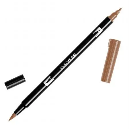 Tombow 56615 Dual Brush Pen Art Marker, 977 - Saddle Brown, 1 Pack. Blendable, Brush & Fine Tip Marker