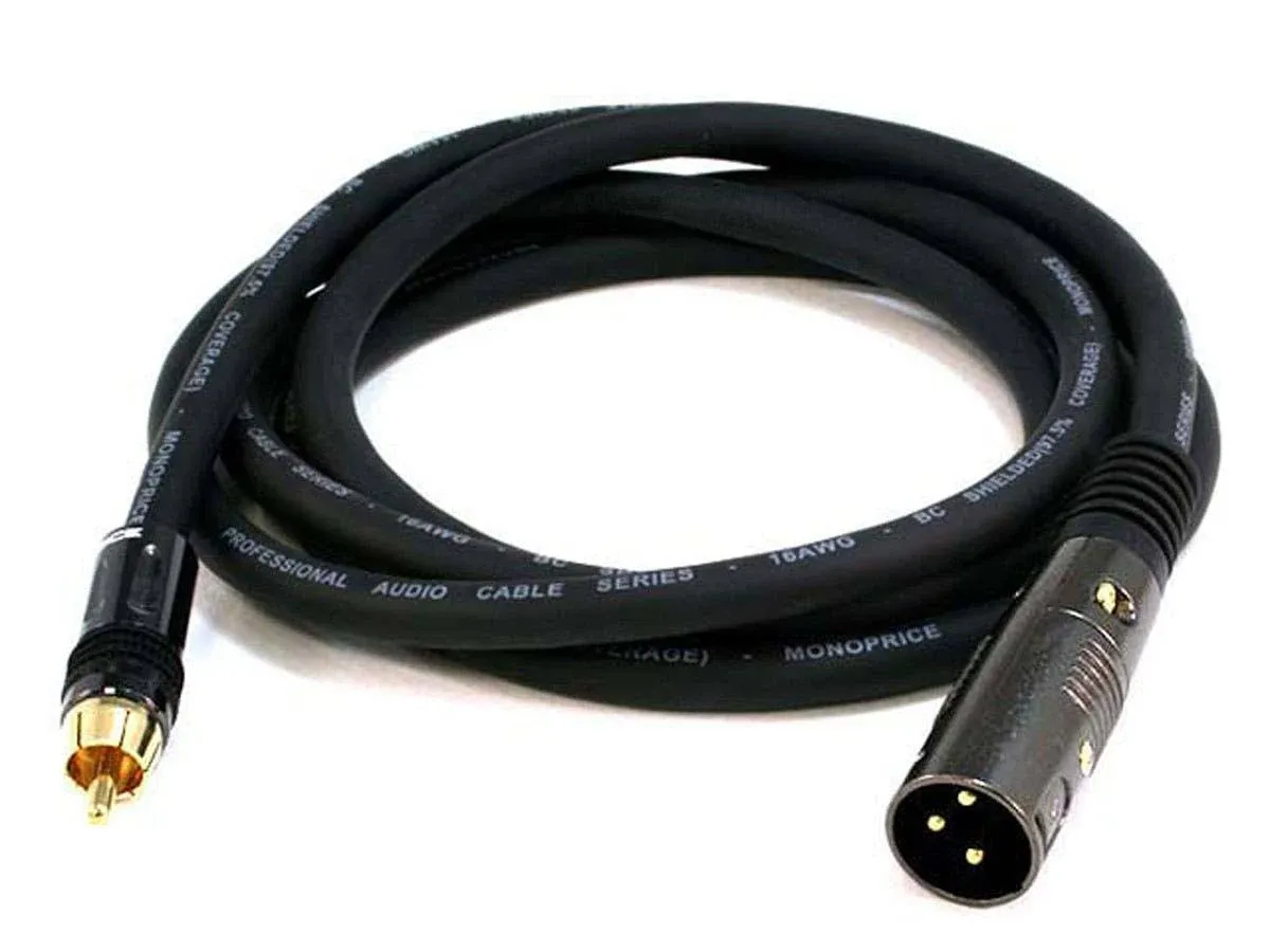 Monoprice Premier Series XLR Male to RCA Male 16AWG Cable (Gold Plated) 4779 15’