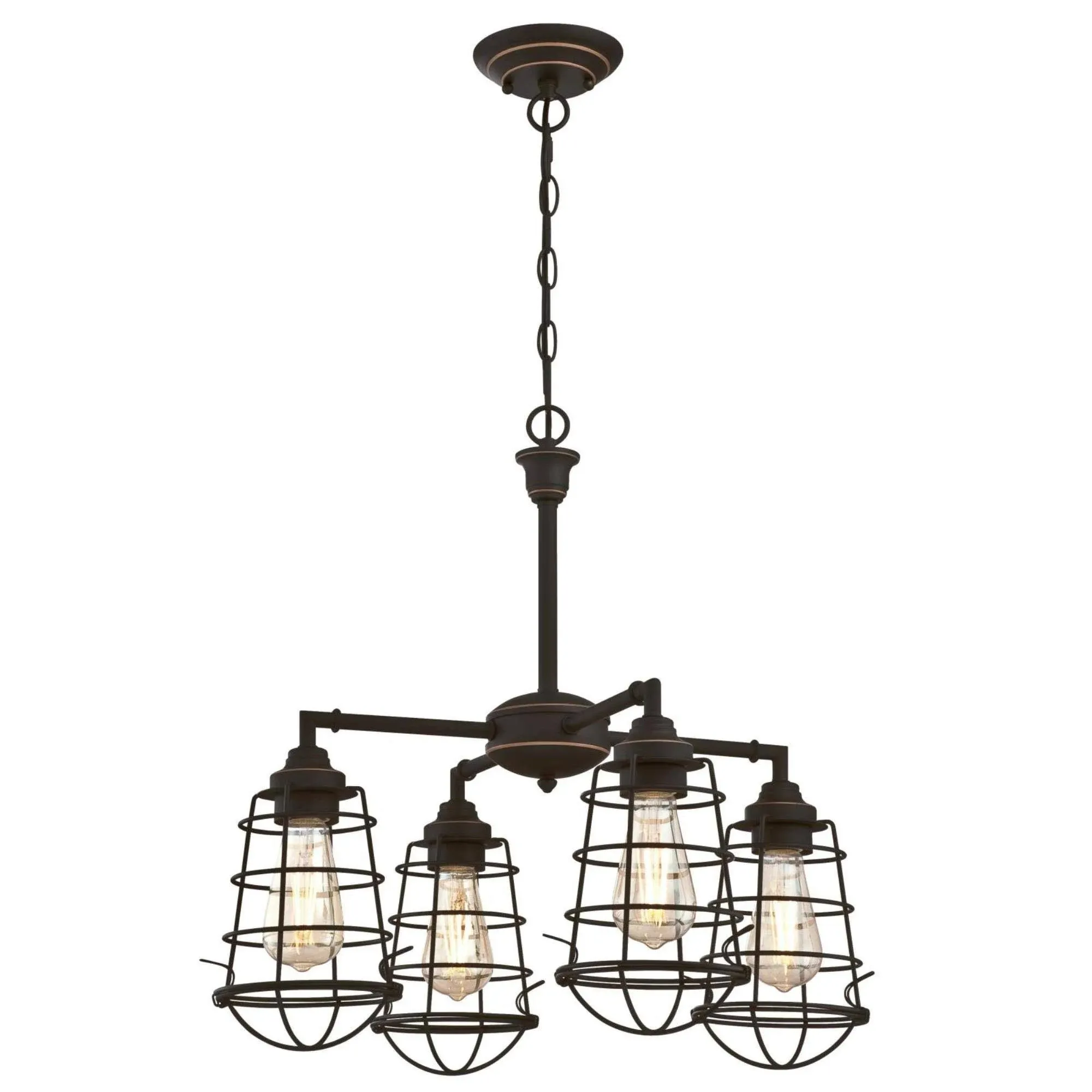 Westinghouse 63671 6367100 4 Light Chandelier/Semi-Flush Brushed Nickel Finish Cage Shades