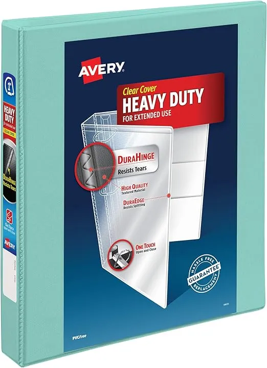 Avery Heavy-Duty 3 Ring Binder, 1 Inch Slant Rings, Mint View Binder (79270)