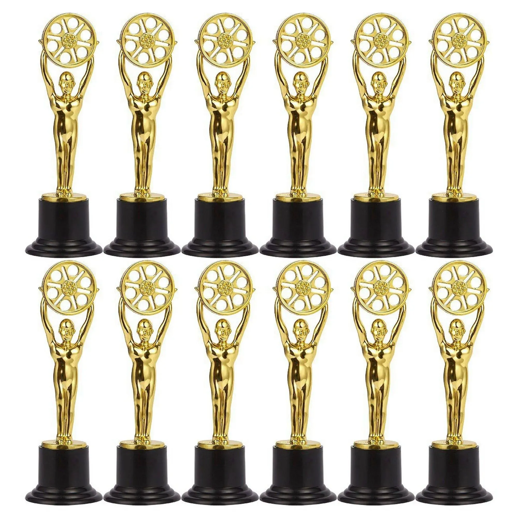 6 Pack Mini Plastic Gold Award Trophies, Movie Film Buff Trophy.