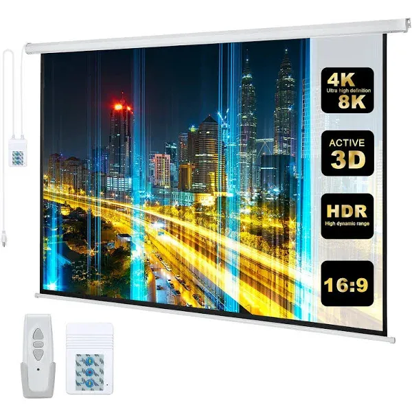 110 Motorized Projector Screen Electric Diagonal Automatic Projection 16:9 H...