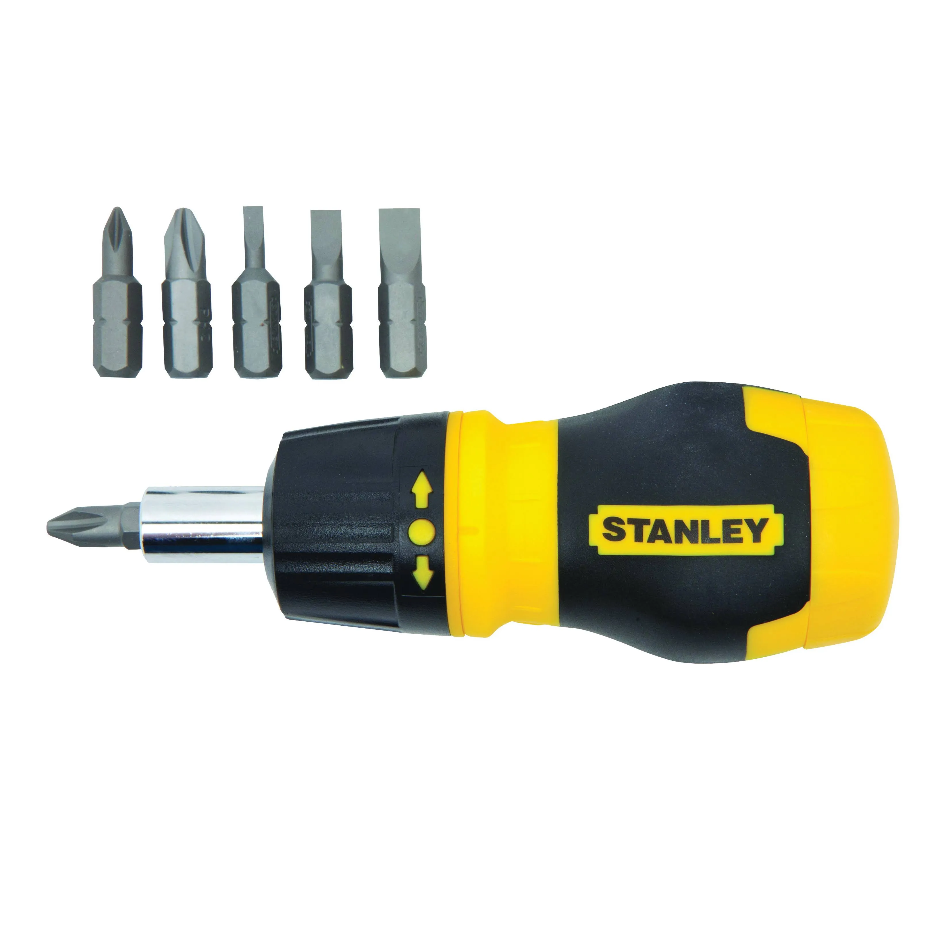 Stanley 66-358 Stubby Ratcheting MultiBit Screwdriver, 6 Bits