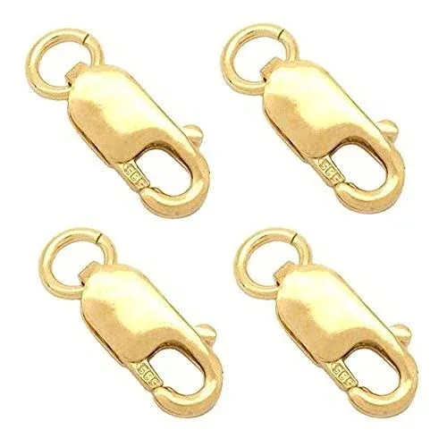 Fashionclubs 4pcs/Set 14K Solid Yellow Gold Jewelry Lobster  Assorted Sizes 