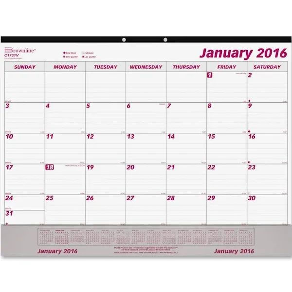 Brownline Vinyl Strip Monthly Desk Pad