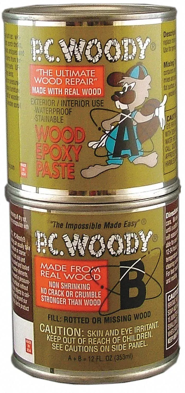 PC Products Pc-Woody Wood Repair Epoxy Paste, Two-Part 12 Oz in Two Cans, Tan