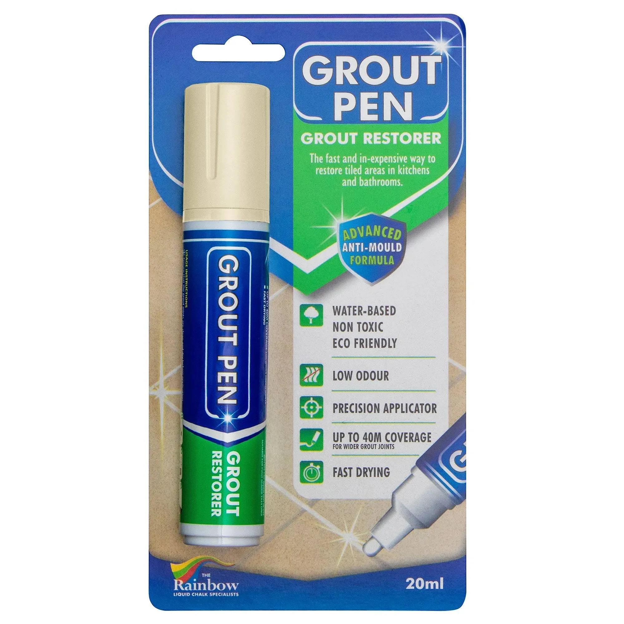 Grout Pen Marker Grout Restorer 20ml Water Based Non Toxic Eco Friendly 5min Dry