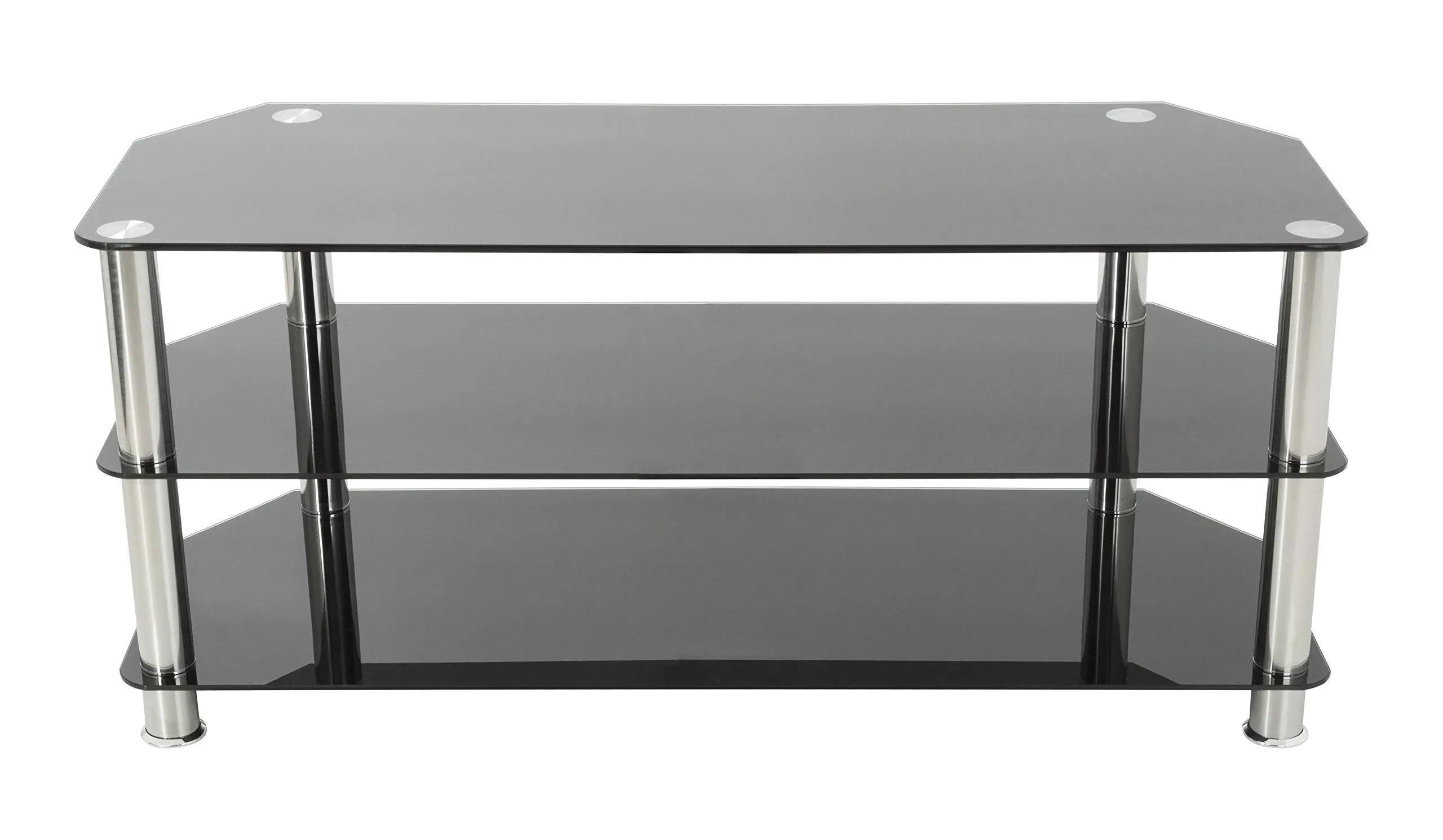 AVF TV Stand for Up to 50" TVs, Black Glass, Chrome Legs