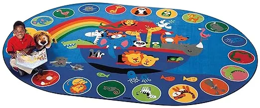 Carpets for Kids KID$Value Plus 80006 Noah's Voyage Circletime Classroom Rug 6ft x 9ft Oval Blue