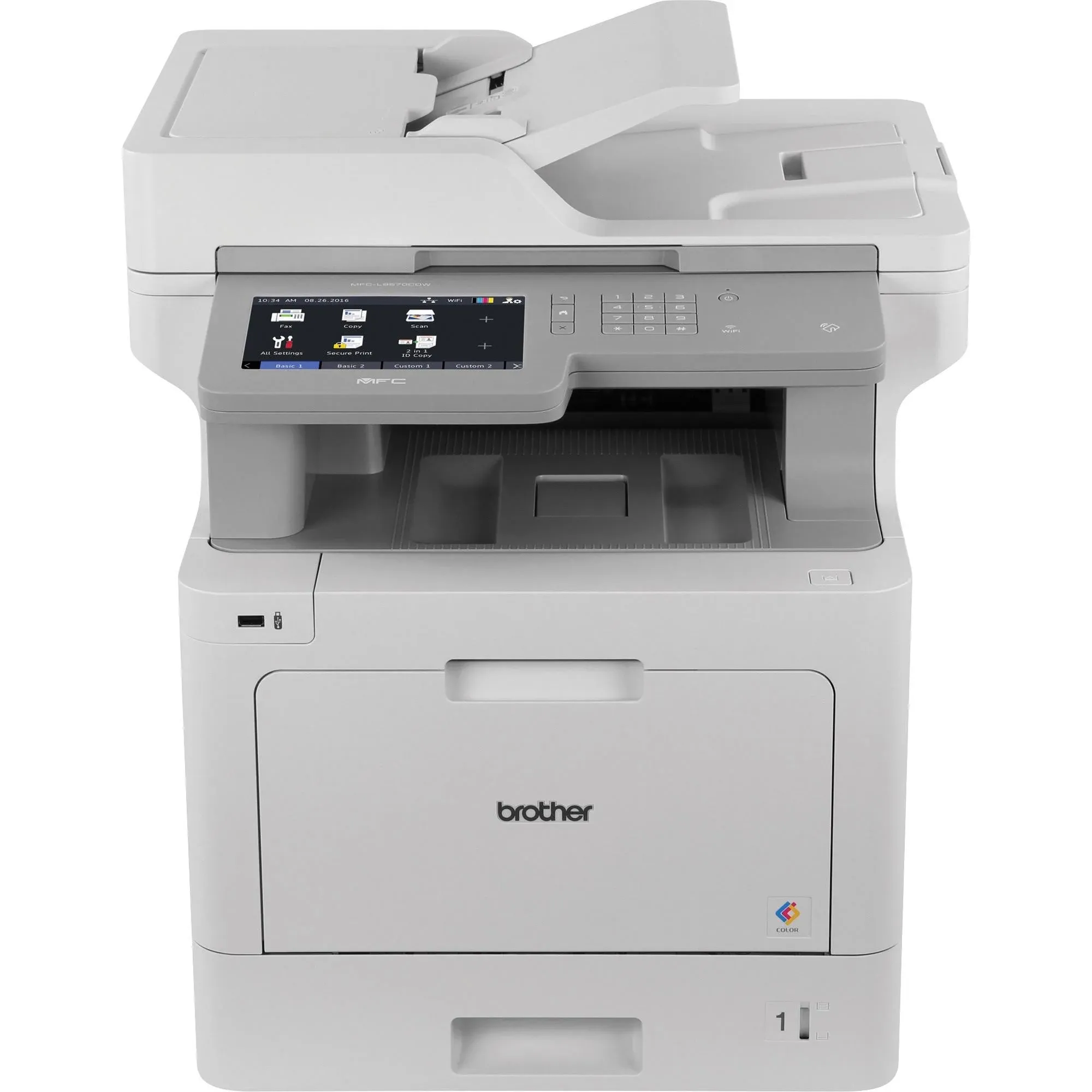 Brother Color MFC-L9570CDW All-in-One Wireless Business Laser Printer, White - Print Copy Scan Fax - 7" Touchscreen, 33 ppm, 600 x 2400 dpi, Auto Duplex Printing, 80-Sheet ADF, NFC+, USB, Ethernet