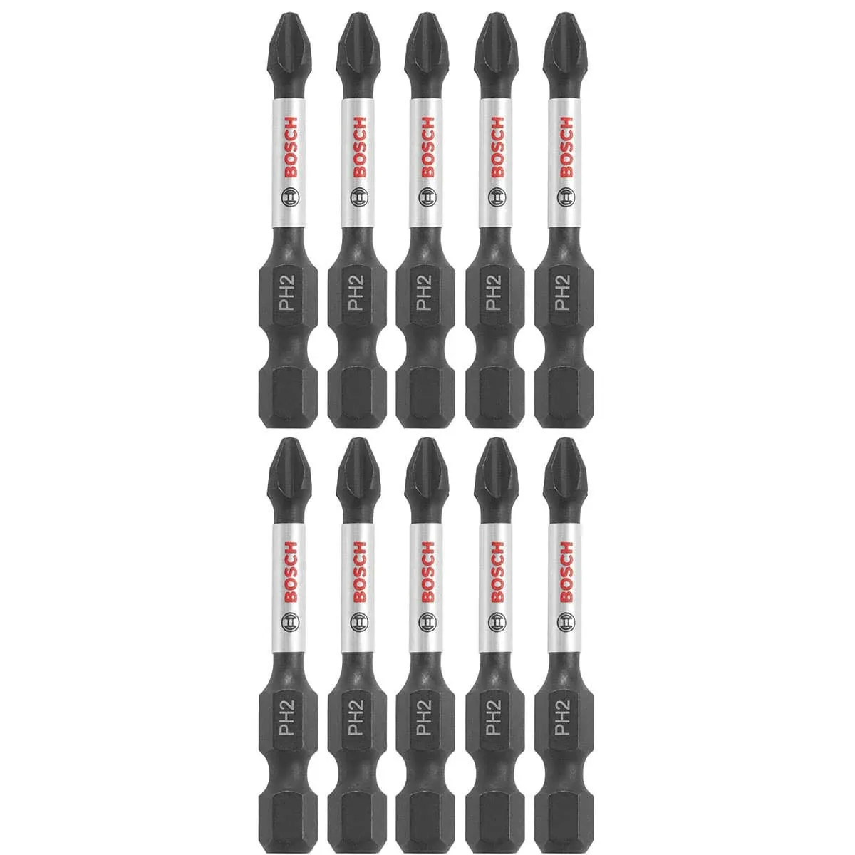 Bosch ITPH22B 10-Pc Impact Tough 2" Phillips #2 Power Bits