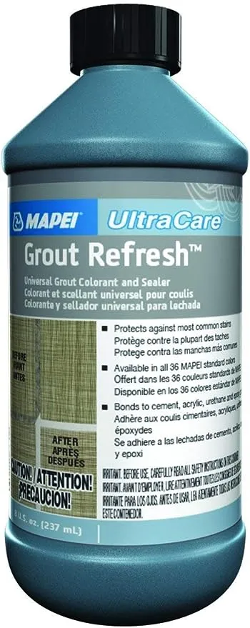 Mapei Grout Refresh Colorant and Sealer: Grout Paint and Sealant - 8 Ounce Bottle, Pearl Gray