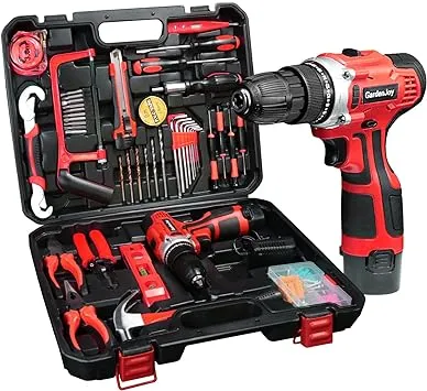 Home Tool Set with Power Drill, 85 Piece Electric Drill Kit with 12V Cordless Drill Driver, Household Tool Kit for All Purpose, Drill Sets Combo Kit with Tool Case for DIY Project and House Repair