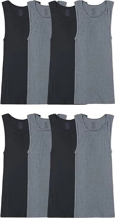 Fruit of the Loom Men's Sleeveless Tank A-Shirt, Tag Free & Moisture Wicking, Ribbed Stretch Fabric