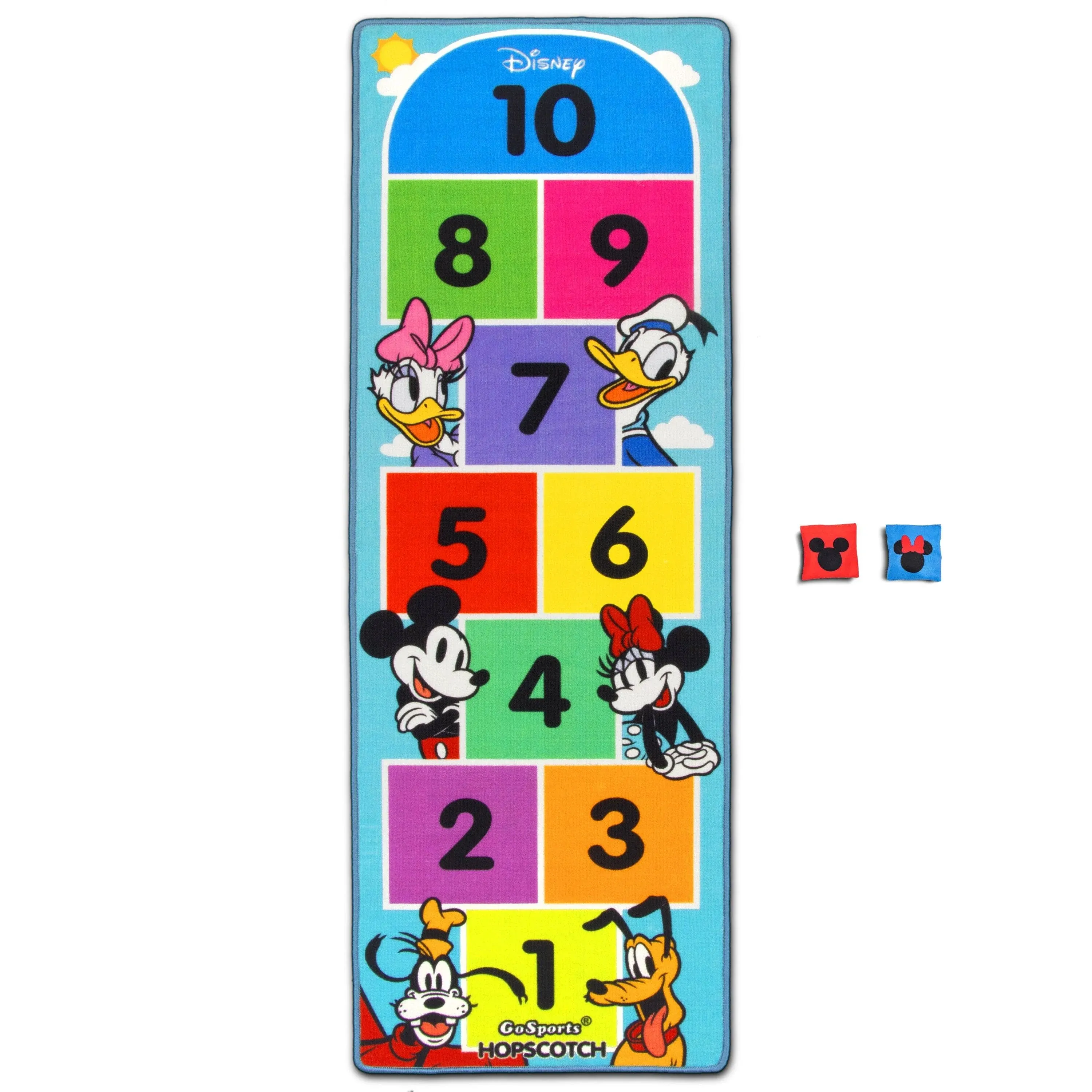 Disney Mickey and Friends 6.5 ft Hopscotch Rug by GoSports - Multicolor 