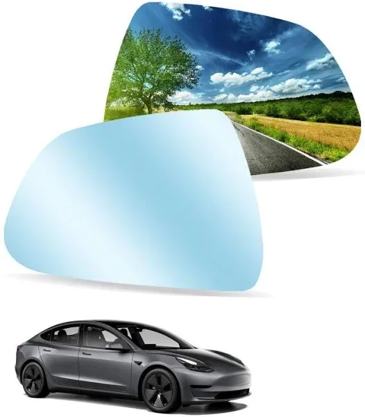 2 Pcs Side Mirror Glass Fit for Tesla Model 3 2017-2023 Rearview Heated with ...