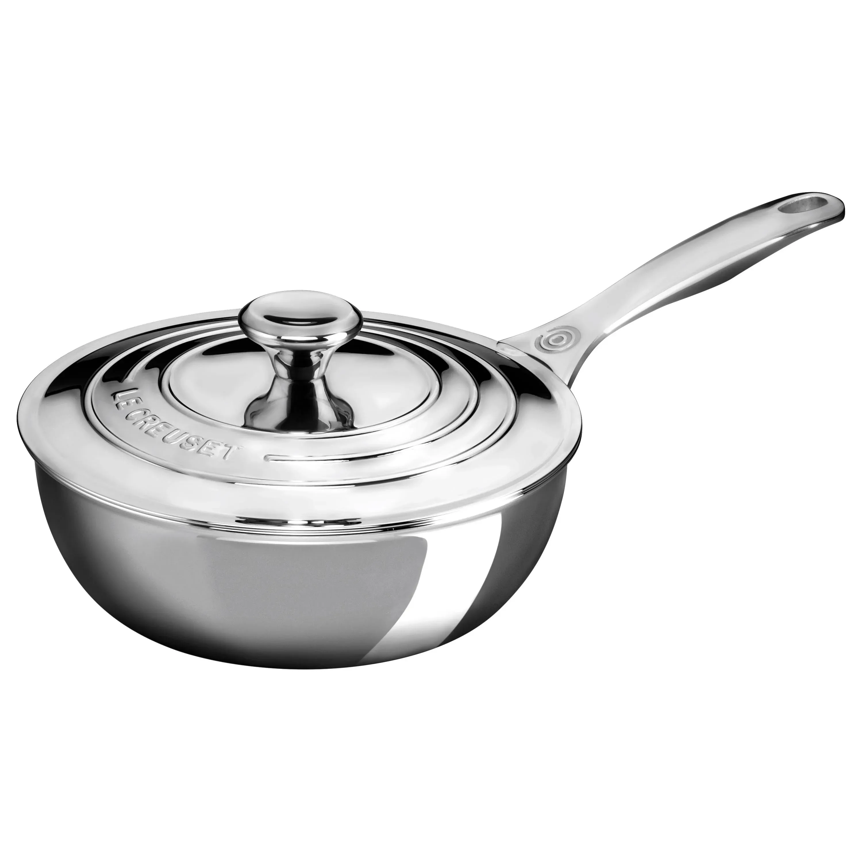 Le Creuset 2 Quart Stainless Steel Saucier Pan with Lid