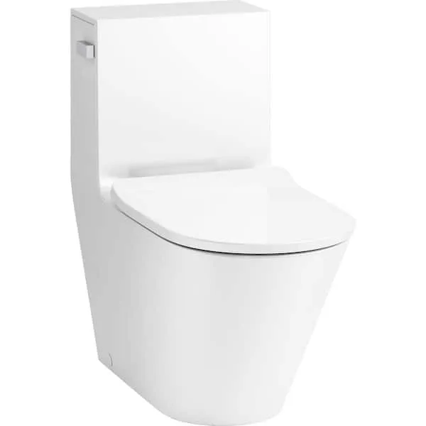 KOHLER 22378-0 Brazn One-Piece Compact Elongated Toilet with Skirted Trapway, Dual-Flush 0.8 or 1.28 GPF, White