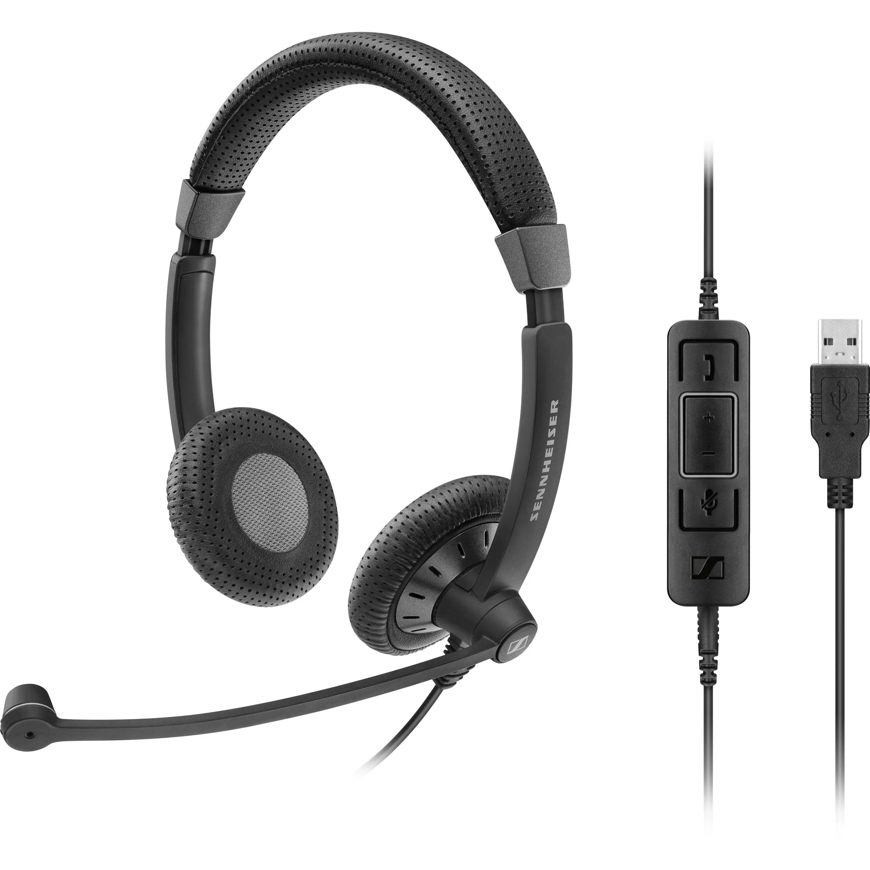 Sennheiser SC 75 USB MS (507086) - Double-Sided Business Headset | For Skype for Business, with Mobile Phone, Tablet, Softphone, and PC | HD Sound & Noise-Cancelling Microphone (Black)